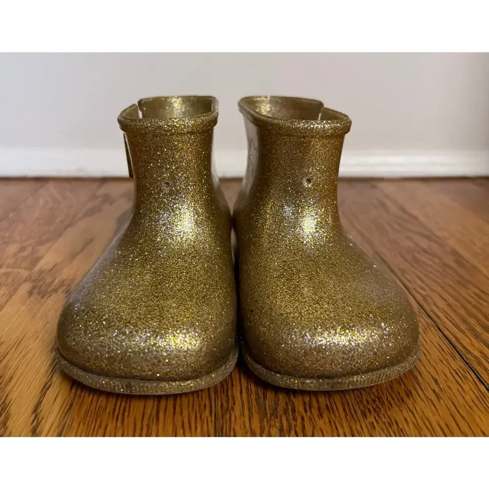 Mini Melissa Girls' Gold Boots Size 6 Toddler